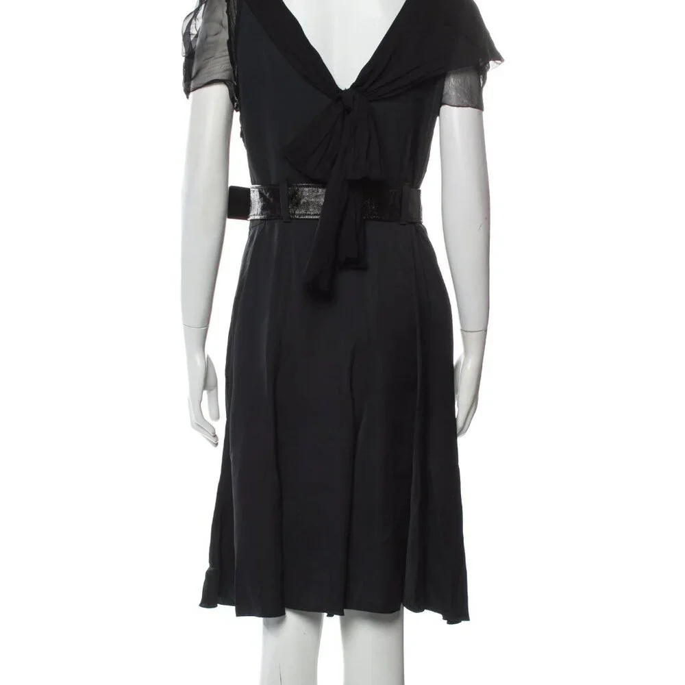 Vintage Prada Black Silk Knee-Length Dress 2008 S/S Size M US8 IT44 - Picture 3 of 3